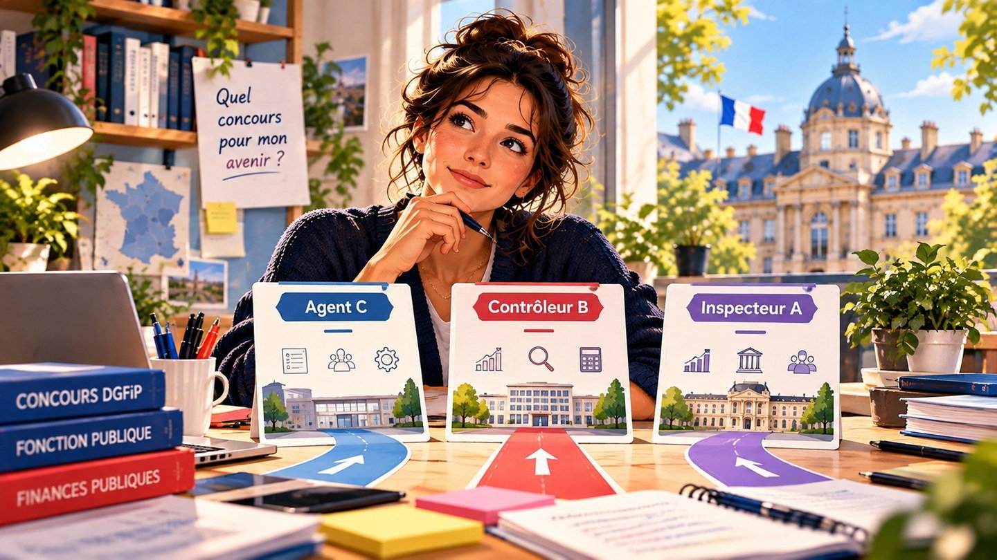 Illustration : Agent C, Contrôleur B ou Inspecteur A : quel concours DGFiP choisir ?